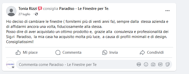 Infissi Monopoli Finstral _ Recensione cliente _ Paradiso - Le Finestre per Te